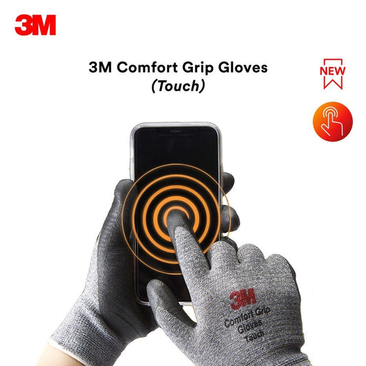 3M Comfort Grip Gloves Touch / Touch Screen Friendly/ Grey Colour Glove