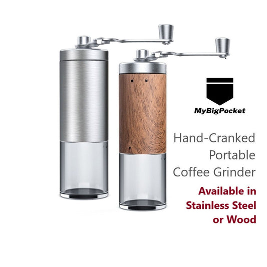 Adjustable Slim Mill Coffee Bean Grinder - Hand Cranked 291g Stainless Steel Wooden