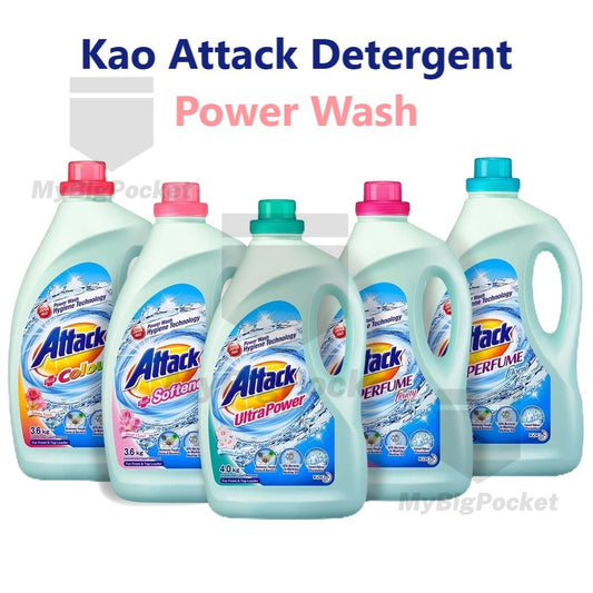 Attack Liquid Laundry Detergent - Ultra Power  4kg/Colour 3.6kg/+Softener 3.6kg/Flora 3.6kg/+Perfume Fruity 3.6kg